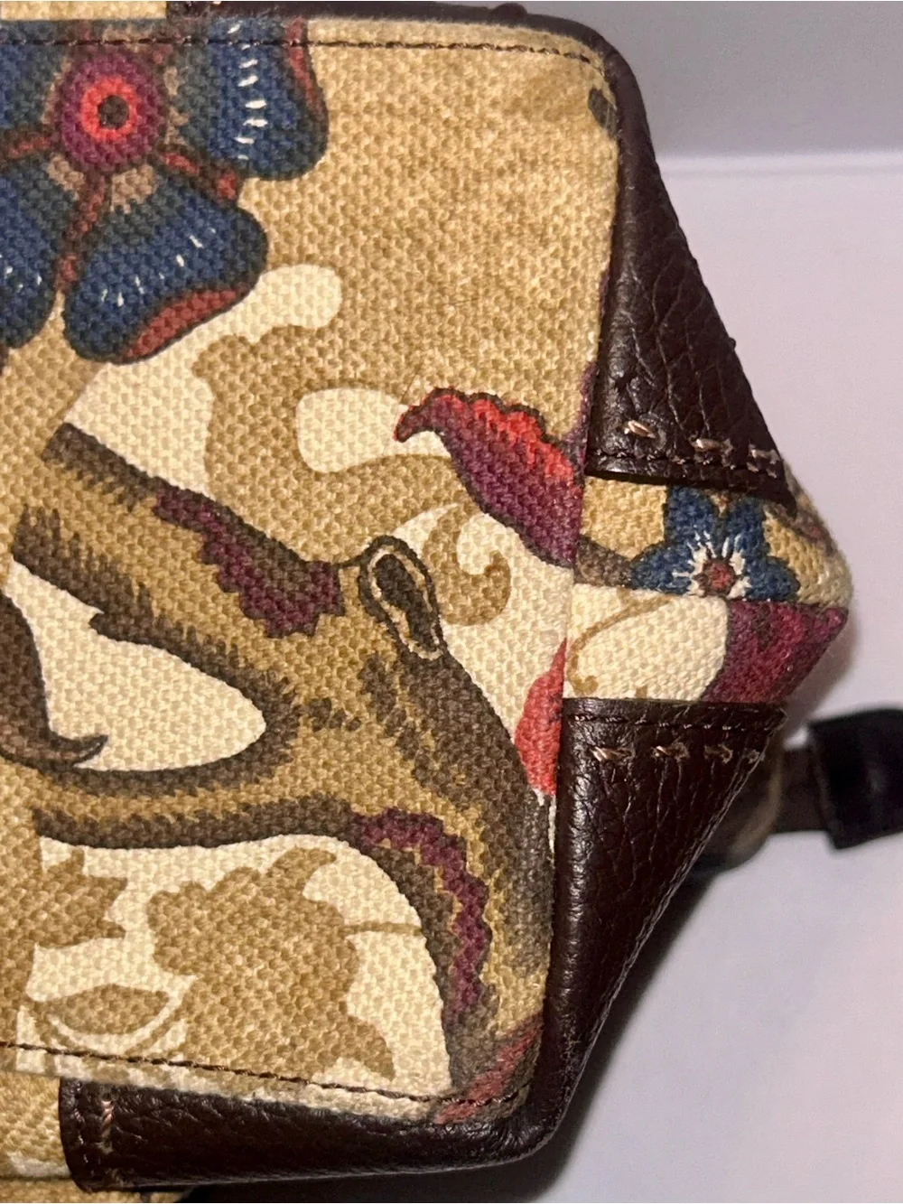 Brighton Floral Tapestry Leather Shoulder Bag Tote Silver Heart Charm